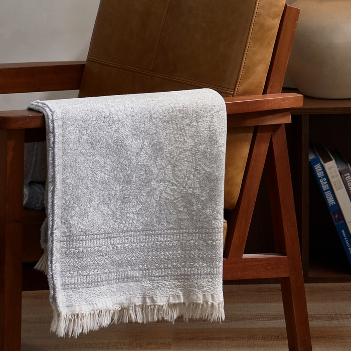 91家纺网 家纺一手货源 找家纺 子和 2024新款全棉缩绒毯（浅色） 瑰丽穹顶雅致银