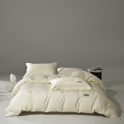 91家纺网 家纺一手货源 找家纺 798家纺 2025新款纯色全棉贡缎单品系列-四件套 象牙白