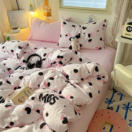 91家纺网 家纺一手货源 找家纺 阿曼达 2024新款ins博主风印花水洗m四件套 思念