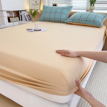 91家纺网 家纺一手货源 找家纺 798家纺 2025新款12868全棉格子纯色单床笠 驼色