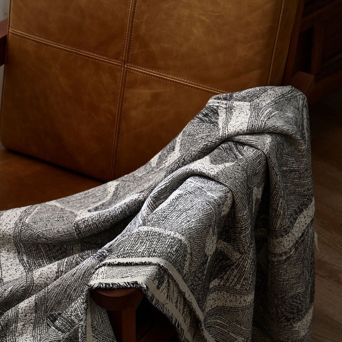 91家纺网 家纺一手货源 找家纺 子和 2024新款全棉缩绒毯（浅色） 北国雪松深碳灰