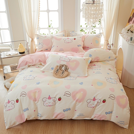 91家纺网 家纺一手货源 找家纺 钰伶 新款全棉简约12868印花纯棉四件套（预留6厘米缩水尺寸） 糖果派对