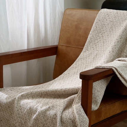 子和 2024新款全棉缩绒毯（浅色） 光影马赛克大地棕