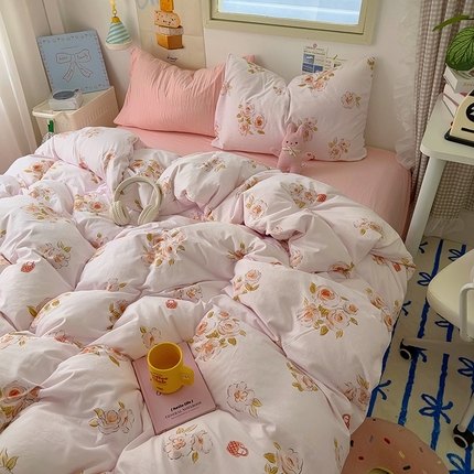 91家纺网 家纺一手货源 找家纺 阿曼达 2024新款ins博主风印花水洗m四件套 云溪