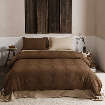 简家居 2024新款全棉系列四件套-空间 山核桃咖喱