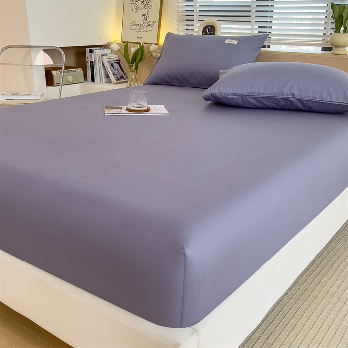 91家纺网 家纺一手货源 找家纺 798家纺 2025新款12868全棉格子纯色单床笠 布鲁蓝