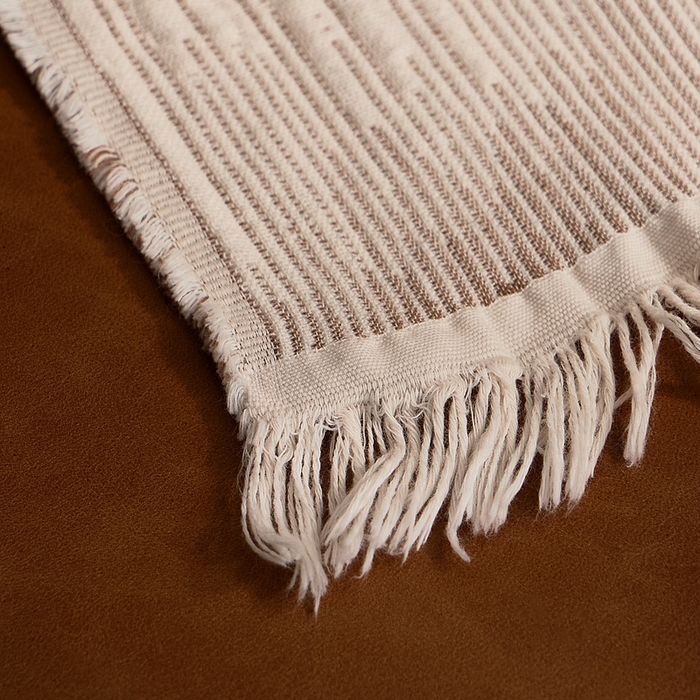 91家纺网 家纺一手货源 找家纺 子和 2024新款全棉缩绒毯（浅色） 鸽羽从林大地棕
