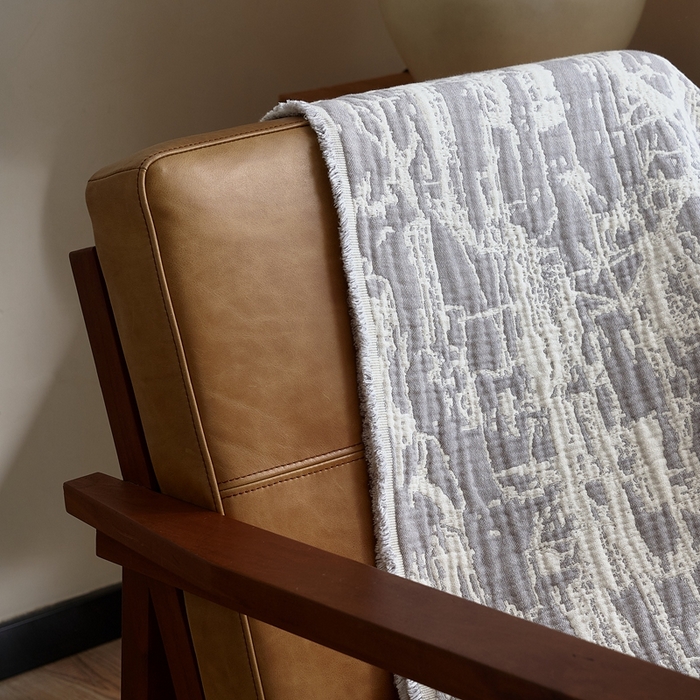 91家纺网 家纺一手货源 找家纺 子和 2024新款全棉缩绒毯（浅色） 北岛野银白灰