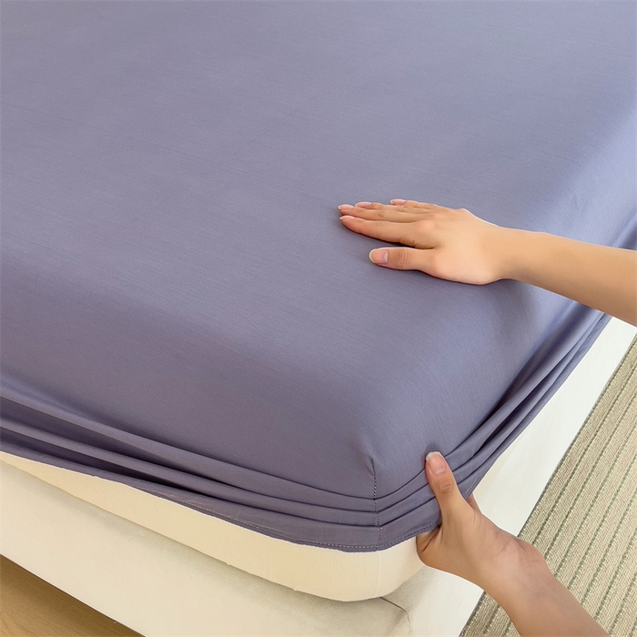 91家纺网 家纺一手货源 找家纺 798家纺 2025新款12868全棉格子纯色单床笠 布鲁蓝