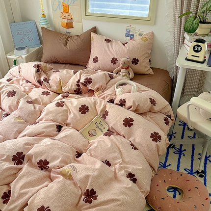 91家纺网 家纺一手货源 找家纺 阿曼达 2024新款ins博主风印花水洗m四件套 幸运日