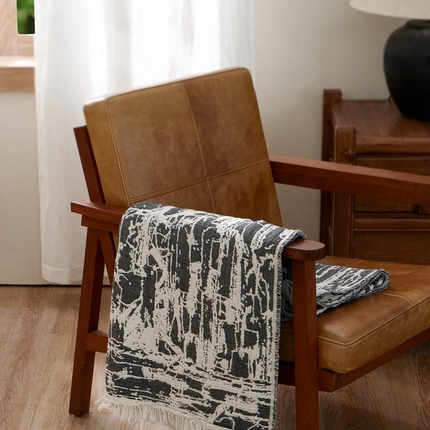 子和 2024新款全棉缩绒毯（浅色） 北岛野深碳灰