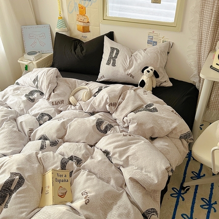 91家纺网 家纺一手货源 找家纺 阿曼达 2024新款ins博主风印花水洗m四件套 卡特