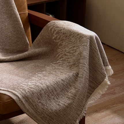 91家纺网 家纺一手货源 找家纺 子和 2024新款全棉缩绒毯（浅色） 薰衣草之梦大地棕