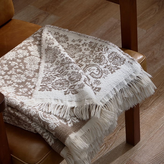 91家纺网 家纺一手货源 找家纺 子和 2024新款全棉缩绒毯（浅色） 雏菊微语大地棕