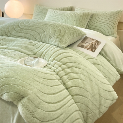 91家纺网 家纺一手货源 找家纺 （总）798家纺 2025新款兔毛提花双拼四件套-简爱系列