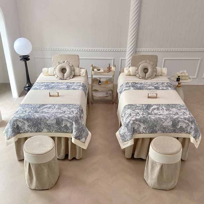 91家纺网 家纺一手货源 找家纺 莉人坊美容床罩批发 2024新款彩棉麻美容床罩系列 清雅驼色