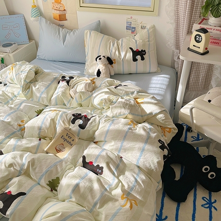 91家纺网 家纺一手货源 找家纺 阿曼达 2024新款ins博主风印花水洗m四件套 艾尚