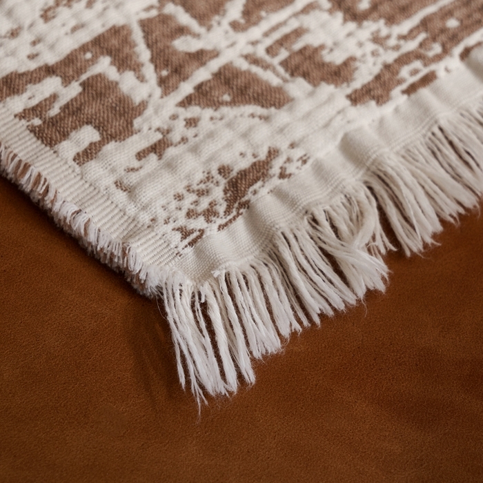 91家纺网 家纺一手货源 找家纺 子和 2024新款全棉缩绒毯（浅色） 北岛野大地棕