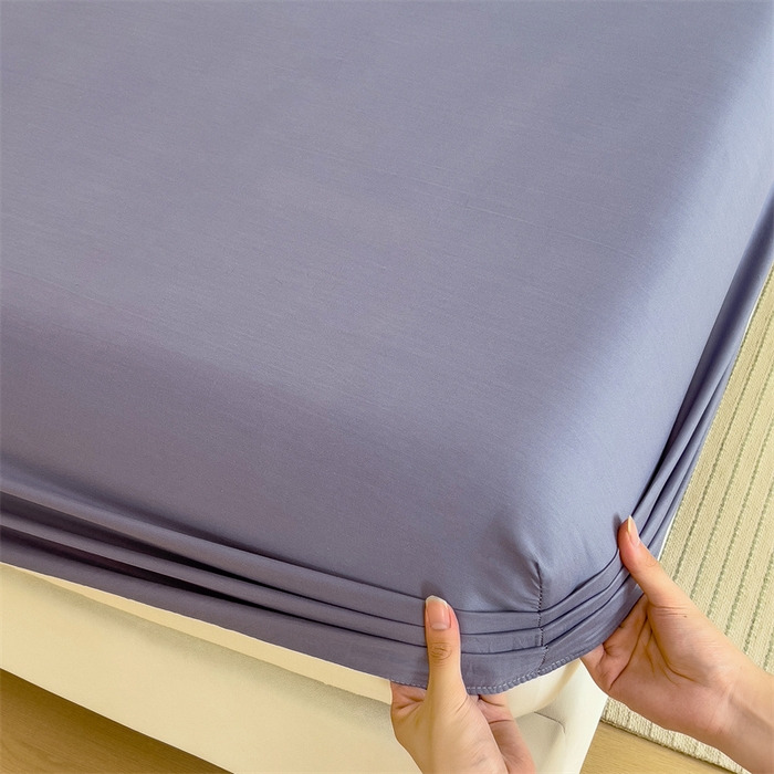 91家纺网 家纺一手货源 找家纺 798家纺 2025新款12868全棉格子纯色单床笠 布鲁蓝