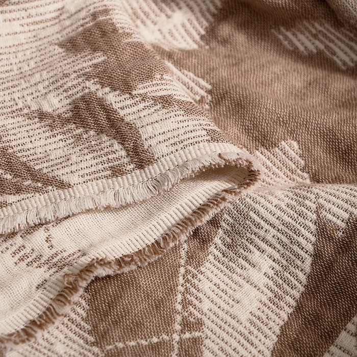 91家纺网 家纺一手货源 找家纺 子和 2024新款全棉缩绒毯（浅色） 鸽羽从林大地棕