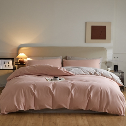 91家纺网 家纺一手货源 找家纺 （总）798家纺 2025新款全棉磨毛纯色双拼四件套