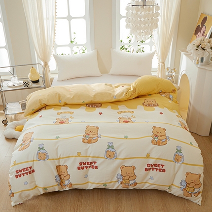 91家纺网 家纺一手货源 找家纺 钰伶 简约全棉12868印花纯棉单被套（预留6厘米缩水） 黄油小熊