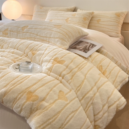 91家纺网 家纺一手货源 找家纺 （总）798家纺 2025新款兔毛提花双拼四件套-简爱系列