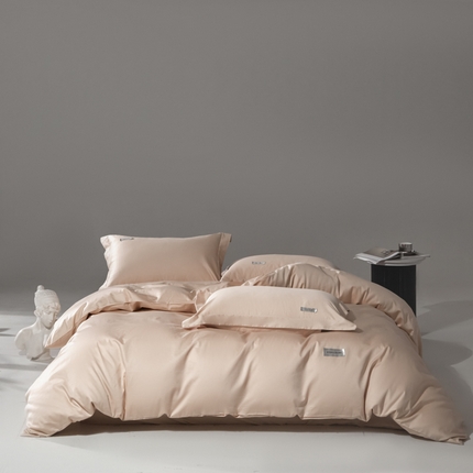 91家纺网 家纺一手货源 找家纺 798家纺 2025新款纯色全棉贡缎单品系列-四件套 香茶色