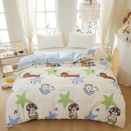 钰伶 简约全棉12868印花纯棉单被套（预留6厘米缩水） 音乐小狗