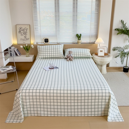 91家纺网 家纺一手货源 找家纺 （总）798家纺 2025新款12868全棉格子纯色床单