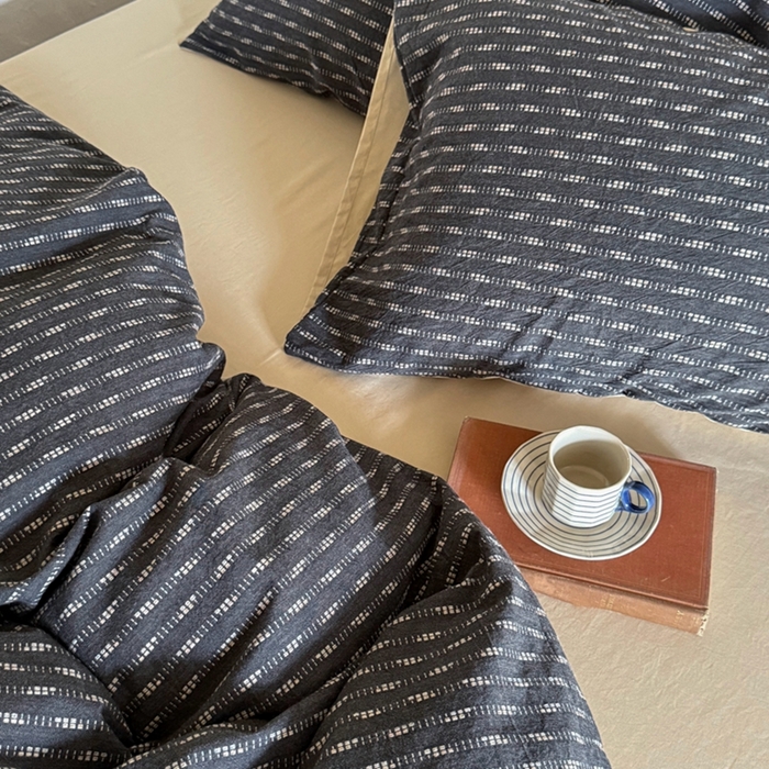 91家纺网 家纺一手货源 找家纺 （总）简家居 2024新款全棉系列四件套-黑咖