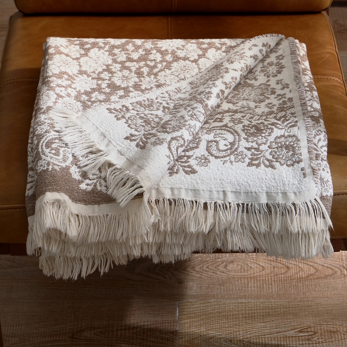 91家纺网 家纺一手货源 找家纺 子和 2024新款全棉缩绒毯（浅色） 雏菊微语大地棕