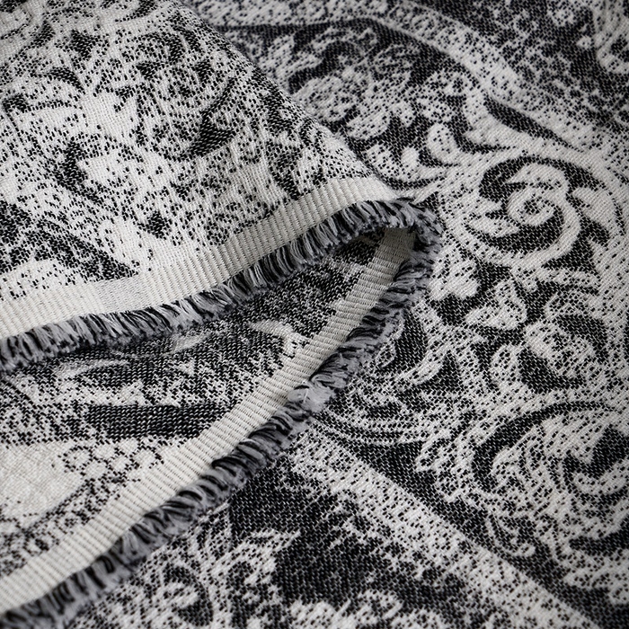 91家纺网 家纺一手货源 找家纺 子和 2024新款全棉缩绒毯（浅色） 大马士革深碳灰