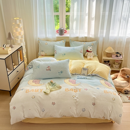 91家纺网 家纺一手货源 找家纺 （总）798家纺 2025新款牛奶绒印花四件套单品系列-四件套