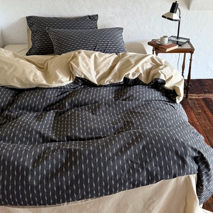91家纺网 家纺一手货源 找家纺 （总）简家居 2024新款全棉系列四件套-黑咖