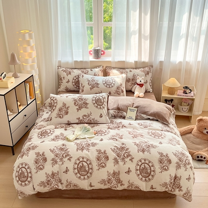 91家纺网 家纺一手货源 找家纺 （总）798家纺 2025新款牛奶绒印花四件套单品系列-四件套