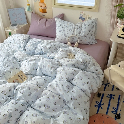 91家纺网 家纺一手货源 找家纺 阿曼达 2024新款ins博主风印花水洗m四件套 伊园