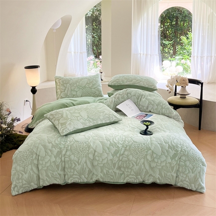 91家纺网 家纺一手货源 找家纺 （总）798家纺 2025新款兔毛彩色雕花绒四件套