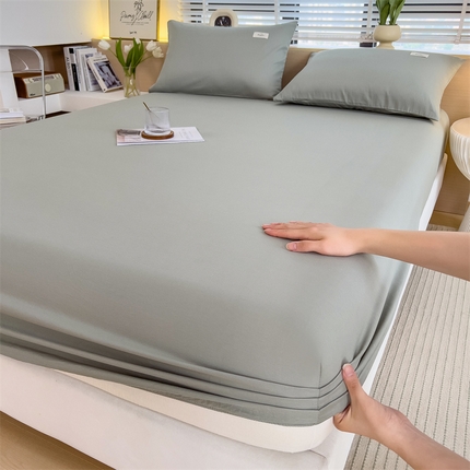 91家纺网 家纺一手货源 找家纺 798家纺 2025新款12868全棉格子纯色单床笠 青草绿