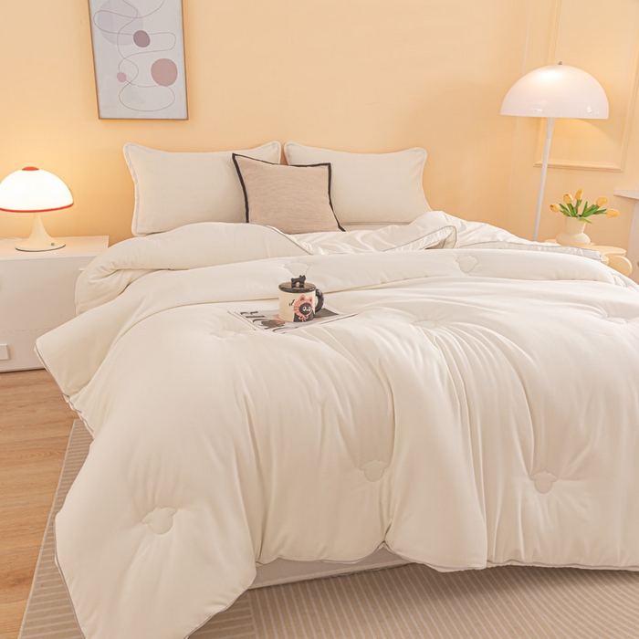 91家纺网 家纺一手货源 找家纺 佳居缘 2024新款云柔棉羊绒大豆被 白色