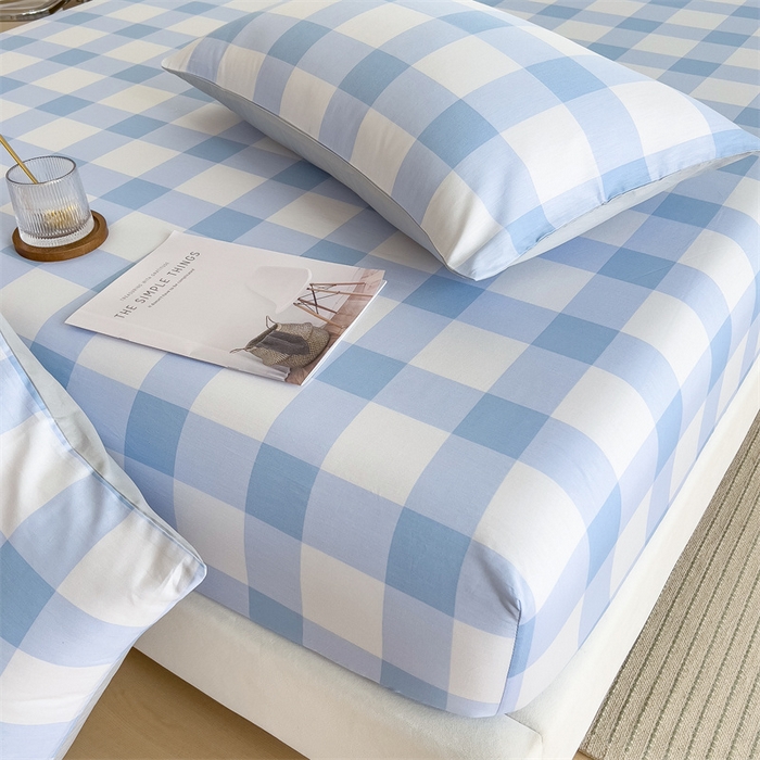 91家纺网 家纺一手货源 找家纺 798家纺 2025新款12868全棉格子纯色单床笠 爱尔兰