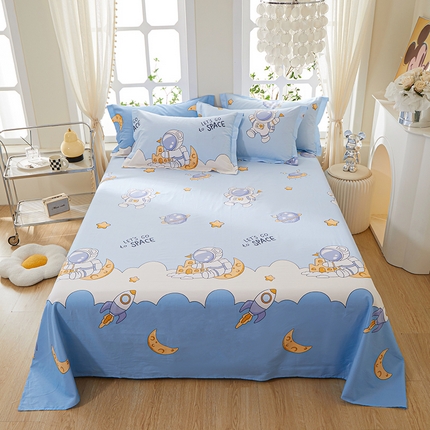 91家纺网 家纺一手货源 找家纺 钰伶 2025新款全棉简约12868纯棉单床单 月亮宇航员A版