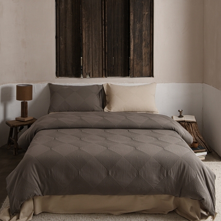 简家居 2024新款全棉系列四件套-空间 黑茶咖喱