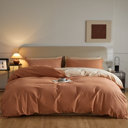 91家纺网 家纺一手货源 找家纺 （总）798家纺 2025新款全棉磨毛纯色双拼四件套