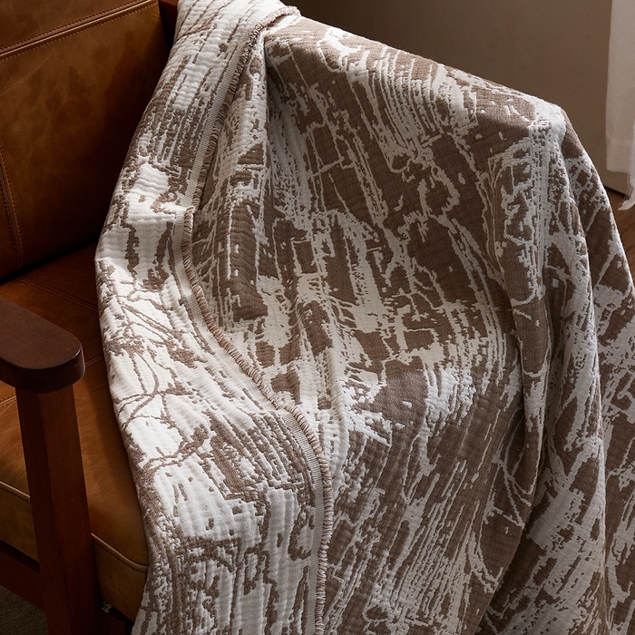 91家纺网 家纺一手货源 找家纺 子和 2024新款全棉缩绒毯（浅色） 北岛野大地棕