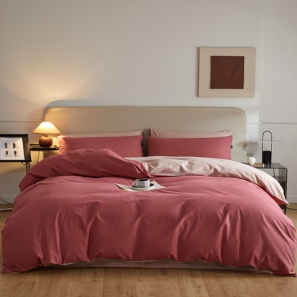 91家纺网 家纺一手货源 找家纺 （总）798家纺 2025新款全棉磨毛纯色双拼四件套