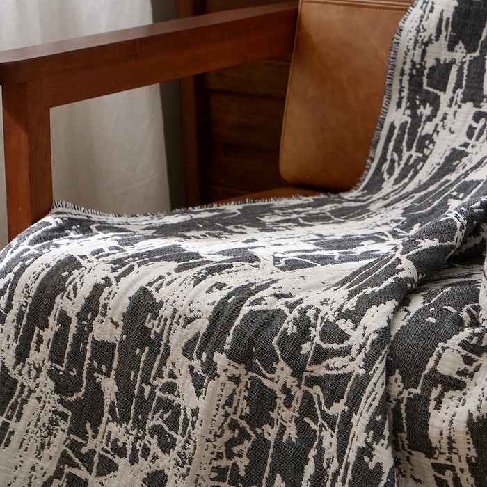 91家纺网 家纺一手货源 找家纺 子和 2024新款全棉缩绒毯（浅色） 北岛野深碳灰