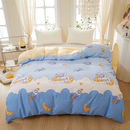 钰伶 简约全棉12868印花纯棉单被套（预留6厘米缩水） 月亮宇航员
