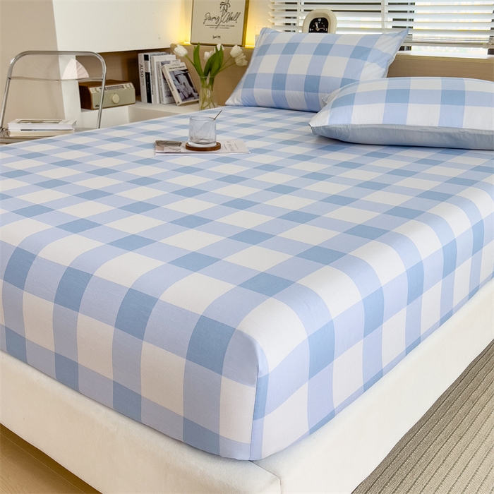 91家纺网 家纺一手货源 找家纺 798家纺 2025新款12868全棉格子纯色单床笠 爱尔兰