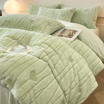 91家纺网 家纺一手货源 找家纺 （总）798家纺 2025新款兔毛提花双拼四件套-简爱系列